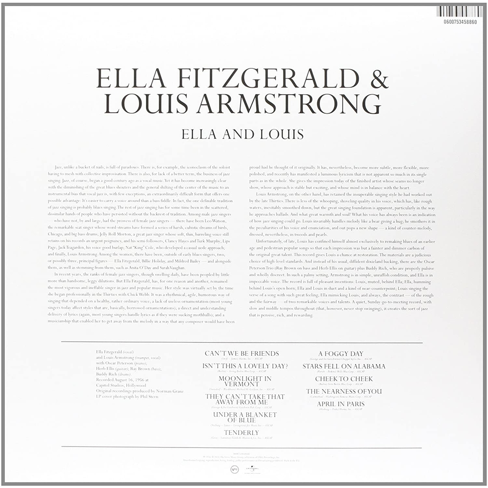 VINILO - ELLA FITZGERALD & LOUIS ARMSTRONG - ELLA AND LOUIS - IMPORTADO