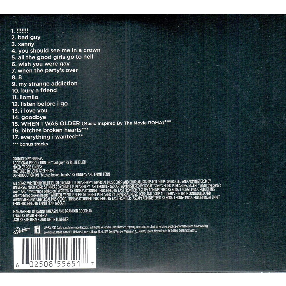 CD - BILLIE EILISH -WHEN WE ALL FALL ASLEEP, WHERE DO WE GO? - IMPORTADO