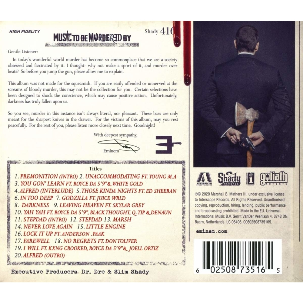 CD - EMINEM - MUSIC TO BE MURDERED BY - IMPORTADO