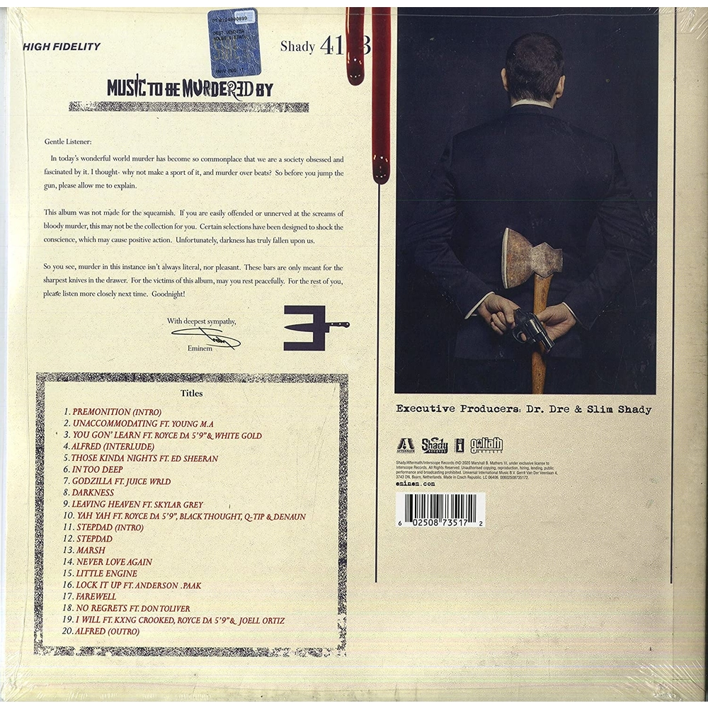 DOS VINILOS - EMINEM - MUSIC TO BE MURDERED BY - IMPORTADO