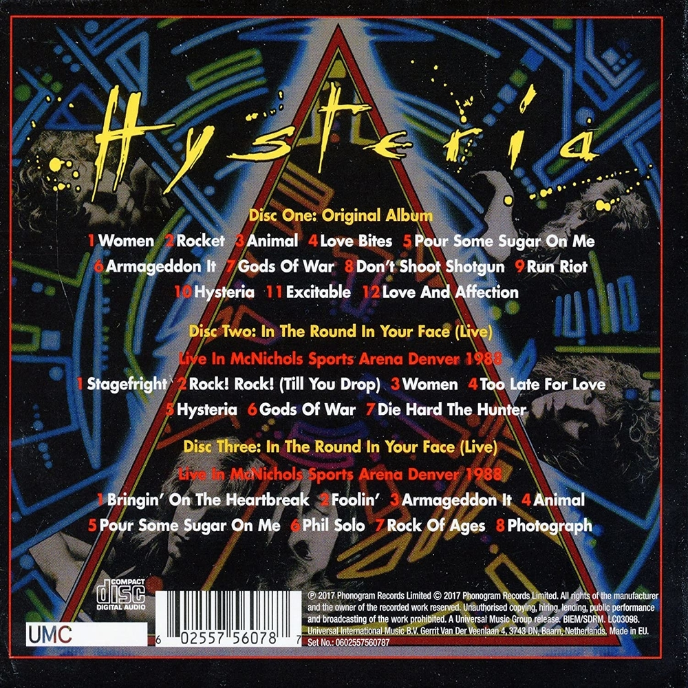 TRES CD's - DEF LEPPARD - HYSTERIA - DELUXE- REMASTERIZADO - IMPORTADO