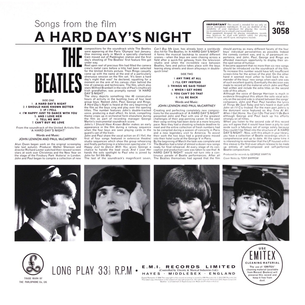 A Hard Day's Night LP Estándar (2009 Remastered) - Importado